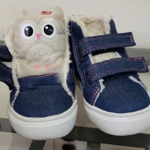 Little girls Jean material owl shoes